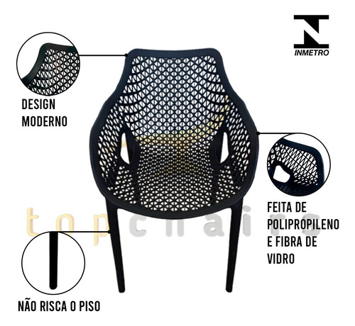 Poltrona Suits Com Braço Preta - Kit Com 2