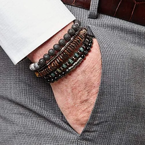 Pulsera De Piedras Preciosas De Ágata Negra Con Discos Clási