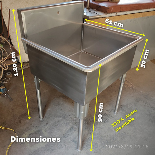 Imagen 4 de 4 de Fregador Industrial De Acero Inoxidable