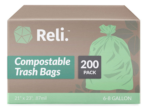 Bolsas De Basura Compostables Reli. 6 A 8 Galones, 200 Unida