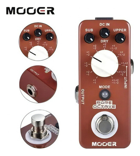 Pedal De Efeito Mooer Micro Pure Octave Marrom