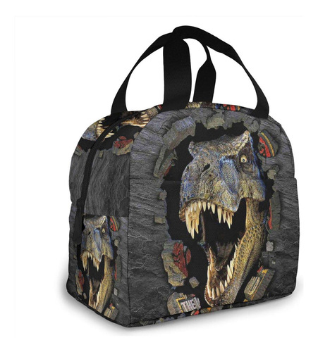 Bolsa Almuerzo Diseño Dinosaurio 3d Para Hombr Mujer Frontal