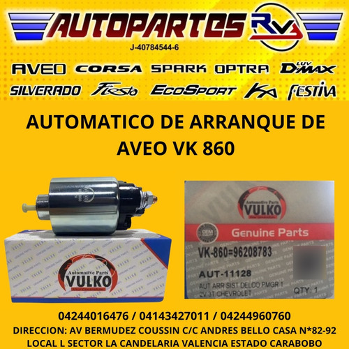 Automatico Arranque Aveo, Optra, Blezer, Spark Corsa 