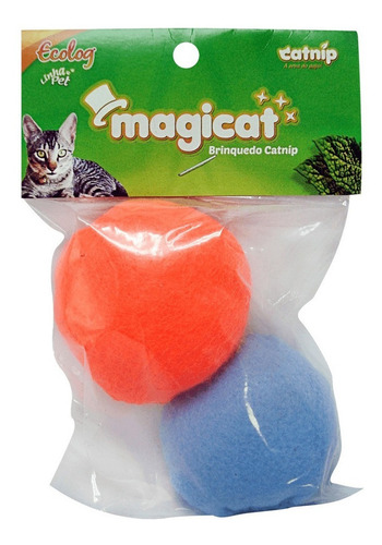 Brinquedo P/ Gato 2 Bolinhas Bolas Com Catnip Feltro