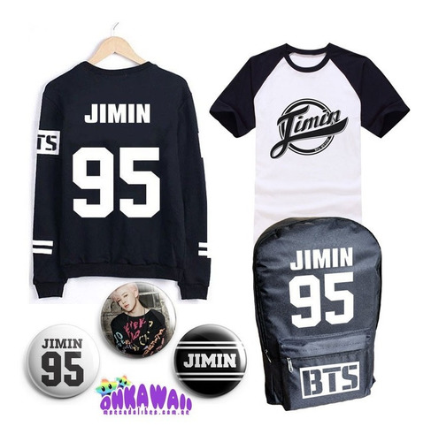 Combo Jimin 95 Bts - Buzo + Mochila + Remera + 3 Pins Kpop