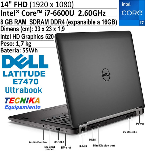 Imagen 6 de 8 de Dell Latitude E7470 Ultrabook Core I7 8gb Muy Buen Estado