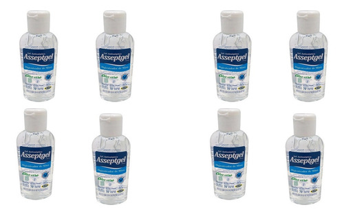Kit 8 Álcool Gel Antisséptico 70% Aloe Vera Asseptgel 52g