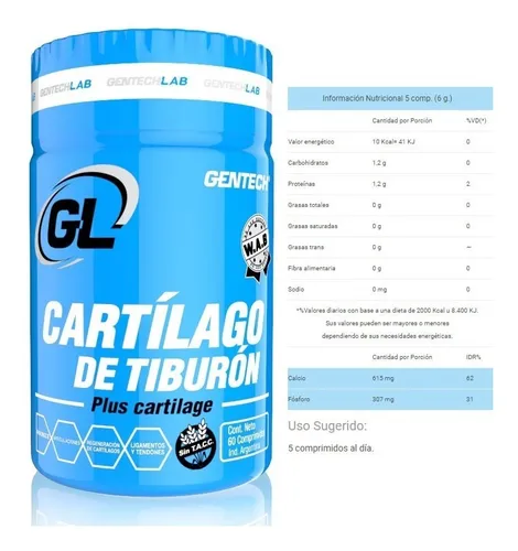2 Glucosamina Y Colágeno Cartílago Tiburón Gentech 60 Tab