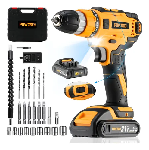 comprar Kit Taladro Inalámbrico Destornillador Herramientas Electricas Atornillador DeImpacto 40nm Color Naranja POWTOOLS CD01P