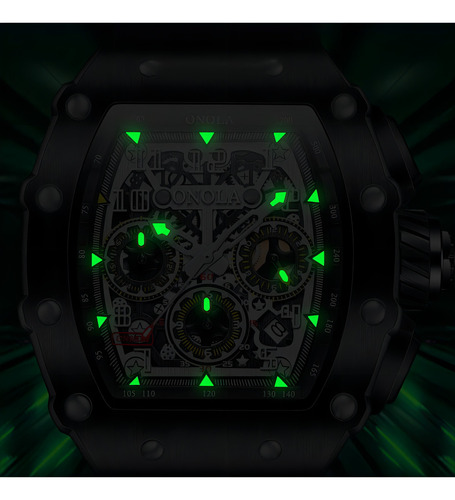 Relojes Mecánicos Impermeables Onola Para Hombre De Lujo Color De La Correa Negro/rojo