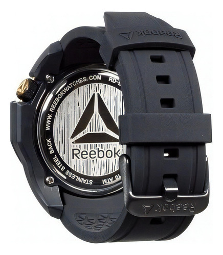 Reloj Reebok Drop Snatch Rd-dro-g2-pbib-b2 Hombre Color de la malla Negro Color del bisel Dorado Color del fondo Negro