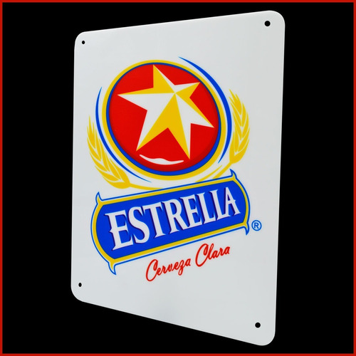 Letrero Anuncio Acrílico Cerveza Estrella - 40x33.5cm