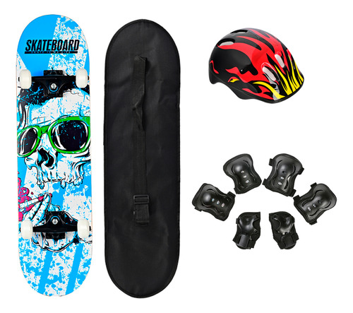 Skateboard Gadnic Completo Con Protecciones Trucks Y Ruedas