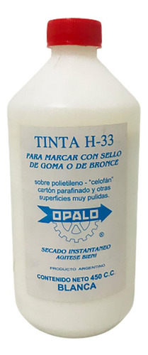 Tinta Sellos Indeleble Secado Rapido Opalo H33 X450cc Blanco