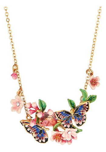 Collar Mariposas Y Flor De Cerezo