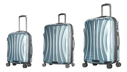 Set De Equipaje Travel Plus 3 Maletas 20 , 24 Y 28 Azul Agua
