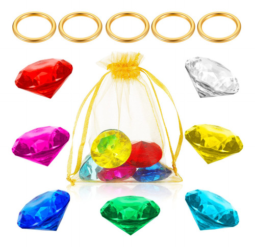 Juego De Anillos Redondos Dorados Zcysrlqin Con Diamante Acr