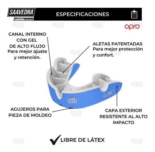 Imagen 5 de 10 de Protector Bucal Opro Silver Uar Rugby Hockey Mma