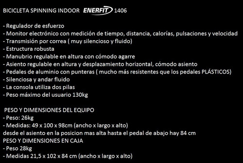 Imagen 7 de 10 de Bici Spinning De Gimnasio Indoor Enerfit