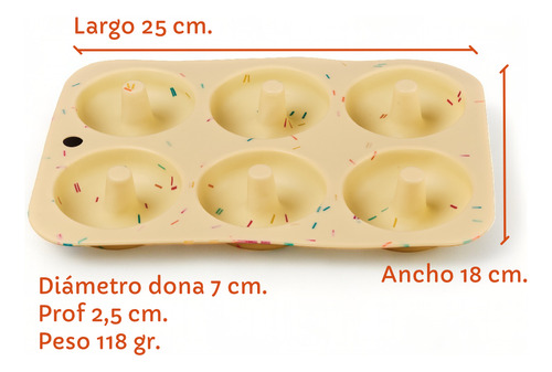 Molde Silicona Para Hornear 6 Donas Reposteria Pastelería