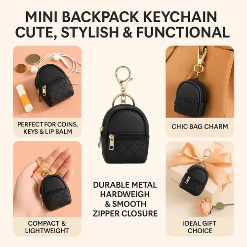 W Mini Backpack With Keychain And Synthetic Leather Coin Pur