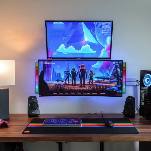 Barra Rgb Computadora Escritorio Audio Ritmico 40 Led X2 Ax