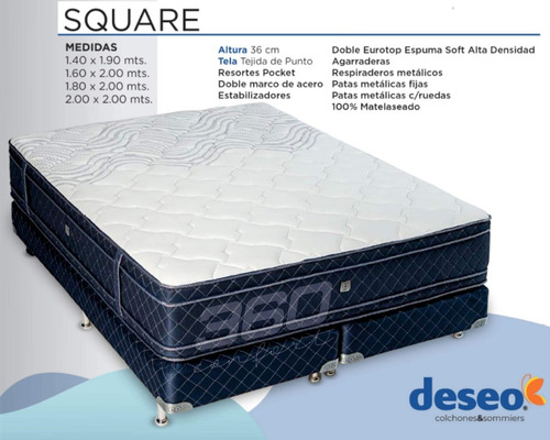 Colchón Deseo Square - King Size 180x200x36 Ccc