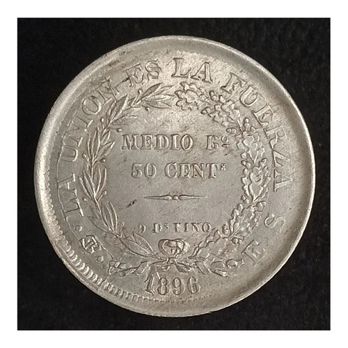 Bolivia 50 Centavos 1896 Es Excelente Plata Km 161.5