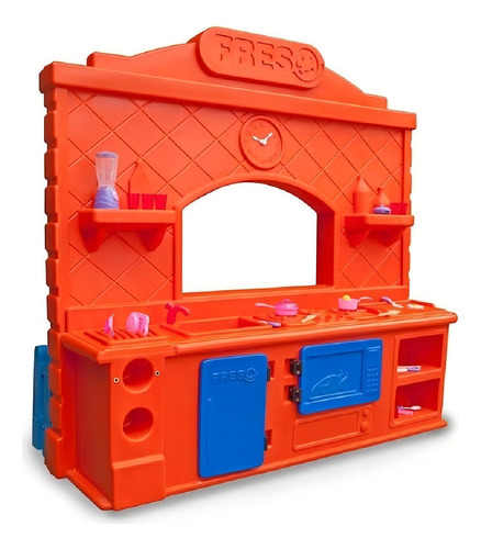 Grande Cozinha Infantil Completa De Brinquedo - Freso Cor Azul Com Laranja