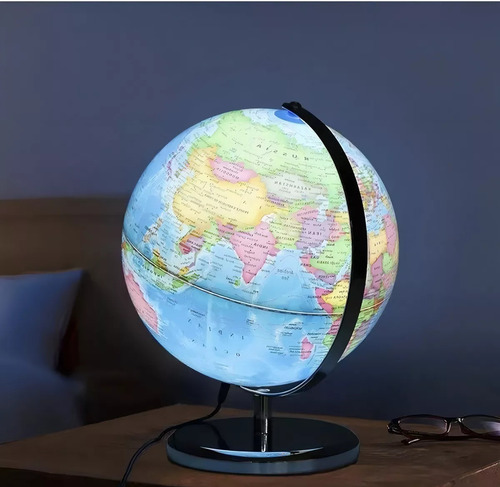 Globo Terráqueo Con Luz Y Base De Plástico