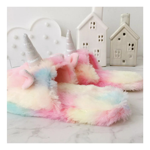 Pantuflas De Algodón Con Unicornio De Felpa Ombre