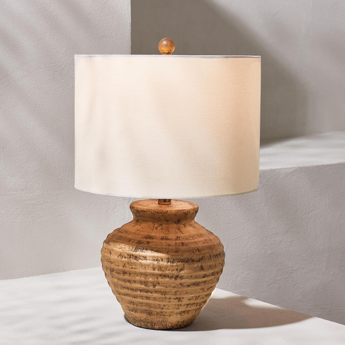Lighting Collection Kamryn - Lámpara De Mesa Rústica Marrón