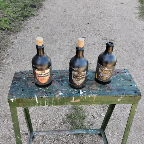 Lote De Tres Antiguas Botellas Porrones De Ceramica