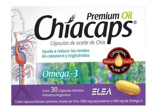 Chiacaps Premium Oil X 30 Caps. Elea Chia Omega 3