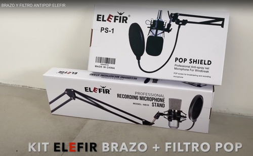Imagen 8 de 10 de Kit Microfono Condenser Elefir 2020 Usb Tripo Brazo Antipop