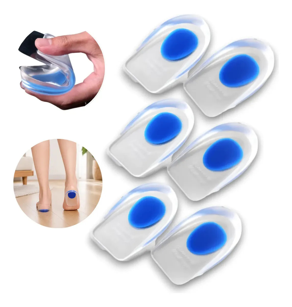 3 Pares Meia Palmilha Silicone Macio Gel Ortopédica Esporão
