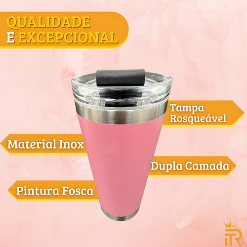 Copo Térmico C/ Tampa Vedação Completa 600 Ml Presente Gift Cor Vermelho Liso