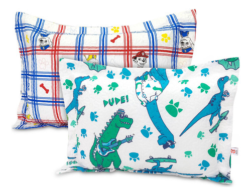 Par De Porta Travesseiros Fronha Infantil Matelado 4 Abas Dinossauros Andreza