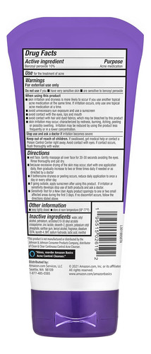 Limpador Diário Para Controle De Acne Amazon Basics, Força M