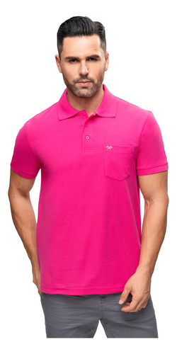 Polera Pique Básica Bolsillo Fucsia Hombre Fashion's Park