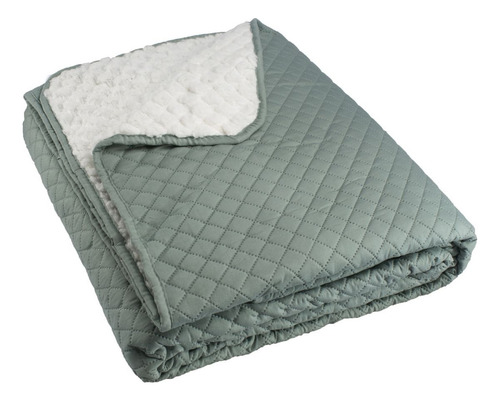 Quilt Andes Sherpa Liso Verde 2 Plazas