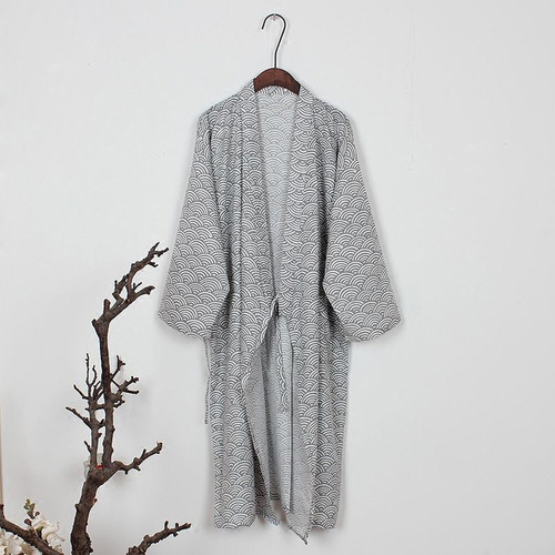 Bata Tipo Kimono Yukata De Algodón Robe Para Hombre, Bata De