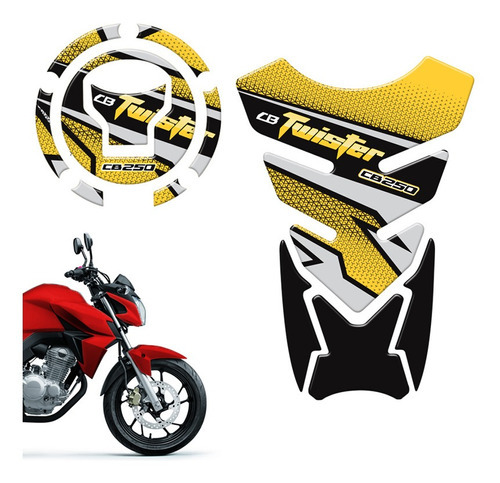 Adesivos Moto Honda Cb250 Bocal E Tanque Amarelo Resinado