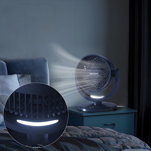 Ventilador De Escritorio Glückluz Usb Portátil Color Azul Con Aromaterapia y LED