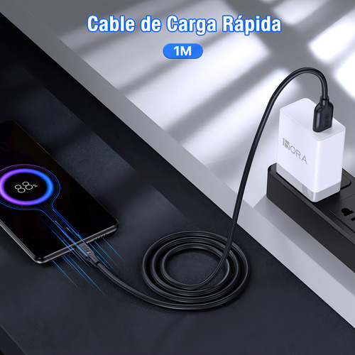 Cable Usb Tipoc 2 Metros 2.1a Carga Y Datos Compatiblenegro