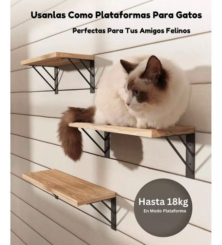 Kit X3 Repisas Flotantes De Madera Multipropósito
