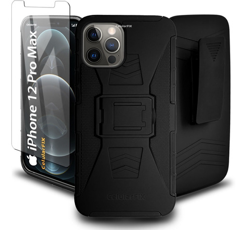 Funda Protector P/ iPhone 12 / Mini / Pro Uso Rudo Clip+mica