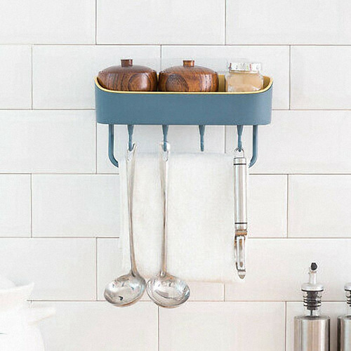 1pcs Punch-free Plastic Shelf Bathroom Accessories(blue)