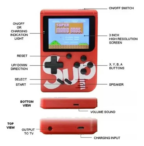 Consola De Juegos Retro Mini Portátil Y Para Tv Clásicos Negro Rojo