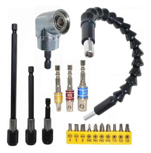 Kit De Brocas De Extensión De Taladro De 18 Piezas, Soporte